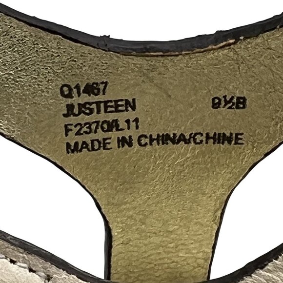 Coach Justeen 9.5 Butterfly Floral Design Woven Espadrille Wedge Leather Sandals - Picture 13 of 16